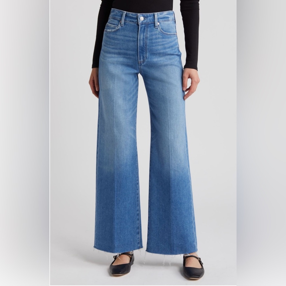 PAIGE Anessa High Waist Raw
Hem Wide Leg Jeans